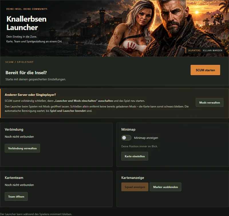 Launcher-Übersicht ohne verbundene Kontodaten