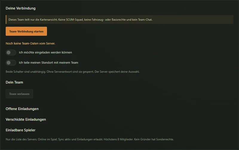 Kartenteam vor dem Verbinden