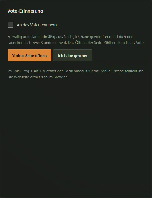 Vote-Einstellung mit Bestätigung