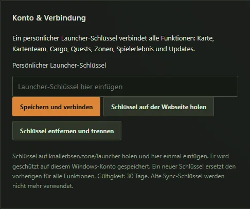 Eingabefeld für den Launcher-Schlüssel