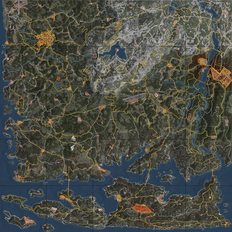 Kartenbasis ohne Markierungen, 4K durch Hochskalieren der Originalkarte