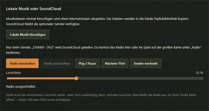 Radio-Oberfläche